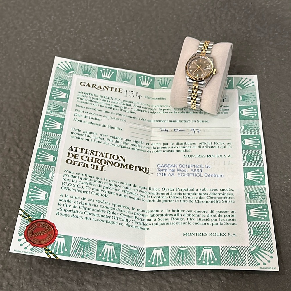 Rolex Ladies Datejust 26 with Diamond Dial Fluted Bezel Jubilee Steel & Gold - Picture 3 of 13